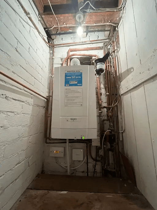 Baxi boiler and pipework ready for domestic servicing in Torbay