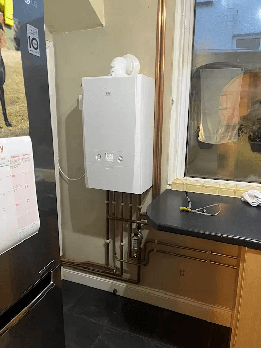 Ideal domestic boiler installation with copper pipework in Paignton