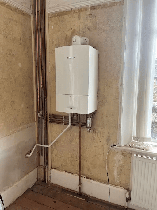 Worcester boiler installation with pipework in Devon